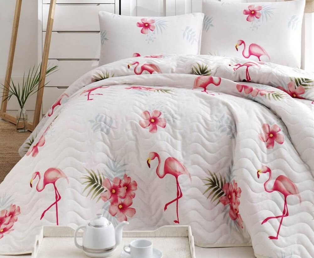 

Покрывало стеганое Eponj Home Flamenco Krem 200х220 с наволочками 50х70