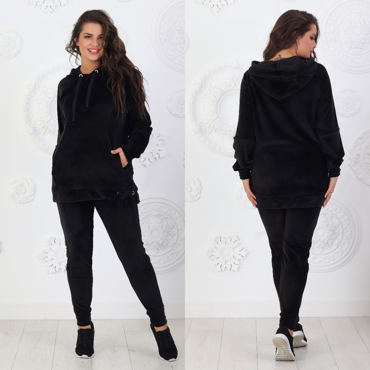 

Прогулочный велюровый костюм 2XL-3XL (56-58) чёрный