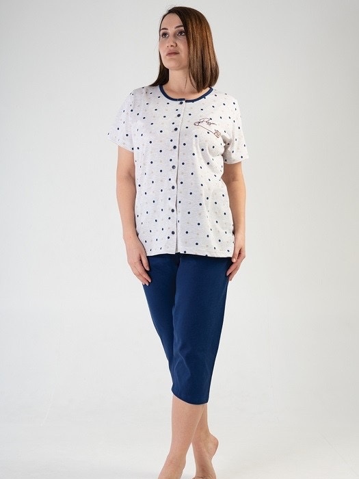 Акція на Піжама (сорочка + шорти) жіноча великих розмірів Vienetta 188208 2XL Світло-сіра від Rozetka