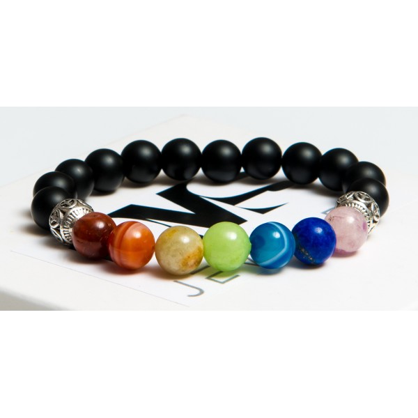 

Браслет мужской DMS Jewelry из натуральных камней шунгита, оникса и двух мячей ЧАКРЫ