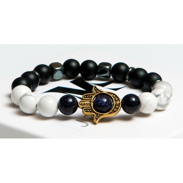 

Браслет мужской DMS Jewelry из натуральных камней шунгита, кахолонга, авантюрина ХАМСА