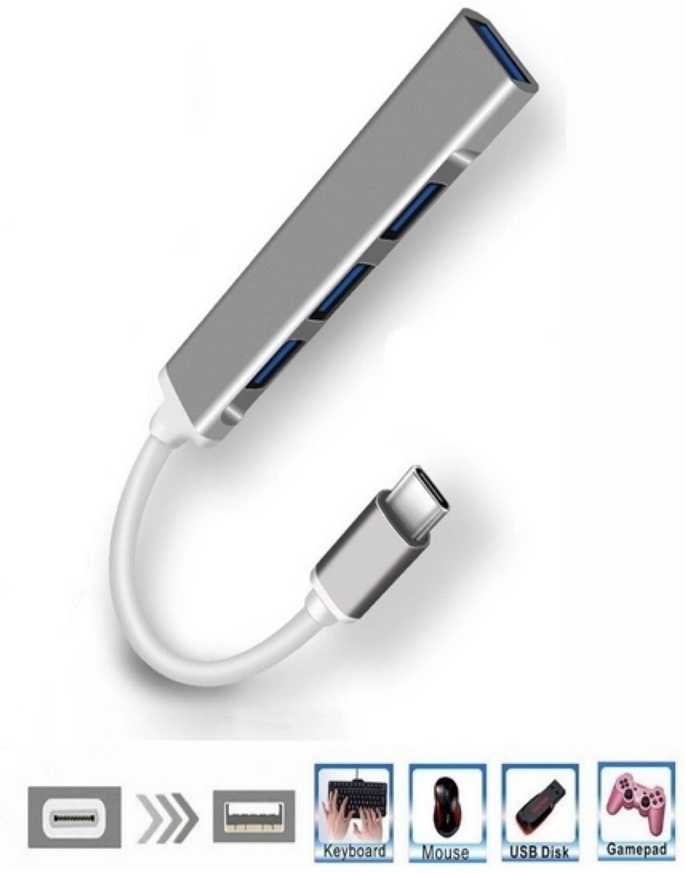 Концентратор /переходник кабель Type-C (USB-C) to x1 USB 3.0 to x3 USB ...