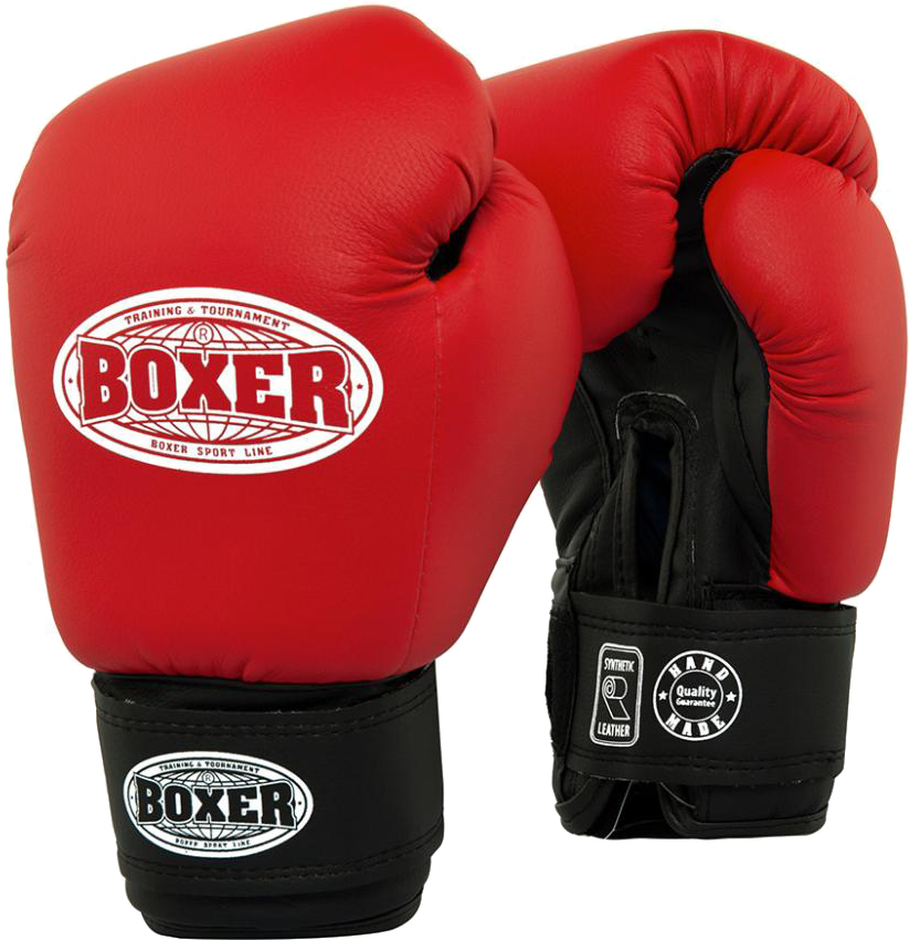 Перчатки боксерские BOXER Кожвинил 0.6 мм 8 унций Красные (2024-03R .