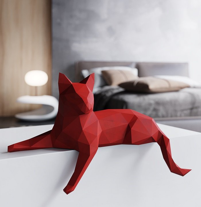 

3D фигура Кот Оригами Papercraft