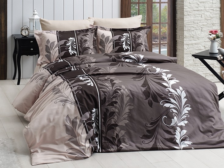 

Комплект постельного белья евро First Choice Cotton Satin Eylul Kahve 200х220 (FCS-0032)