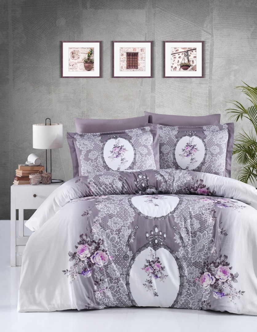 

Комплект постельного белья полуторный First Choice Cotton Satin Poema Leylak 160х220 (FCS-0303)