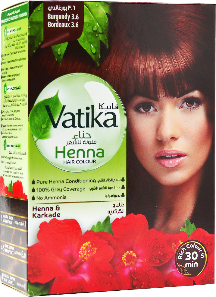 Краска для волос на основе хны Dabur Vatika Naturals 3.6 Бургунди 60 г ...