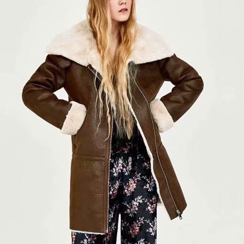 

Дубленка женская из искусственного меха Fluffy Berni Fashion (M) Коричневый