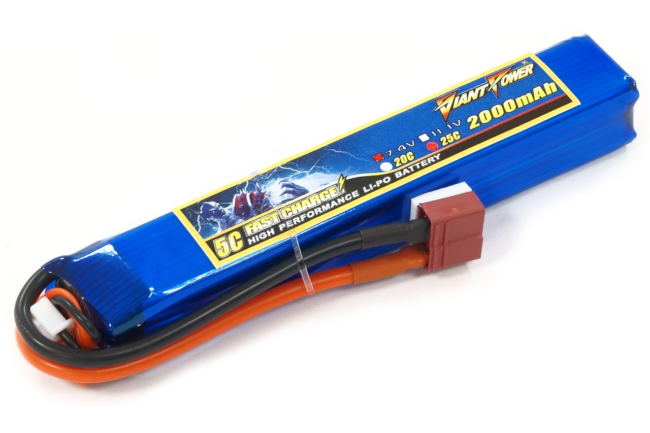 

Аккумулятор для страйкбола Dinogy Giant Power Li-Pol 7.4V 2S 2000mAh 25C 20х21х126 мм T-Plug (2722468842449)