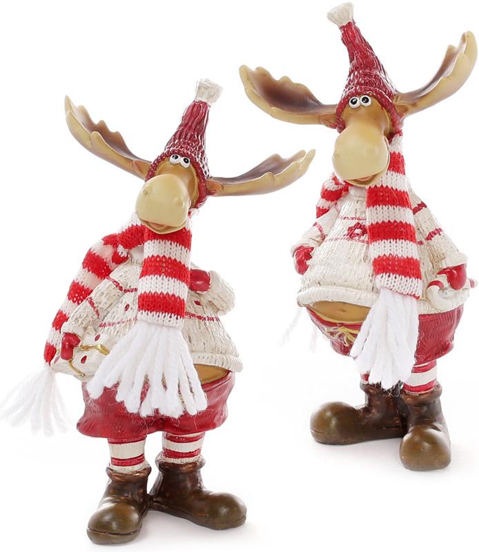 

Набор 2 декоративные фигурки Лоси в красных шапках 8х5х14 см Bona BD-823-173