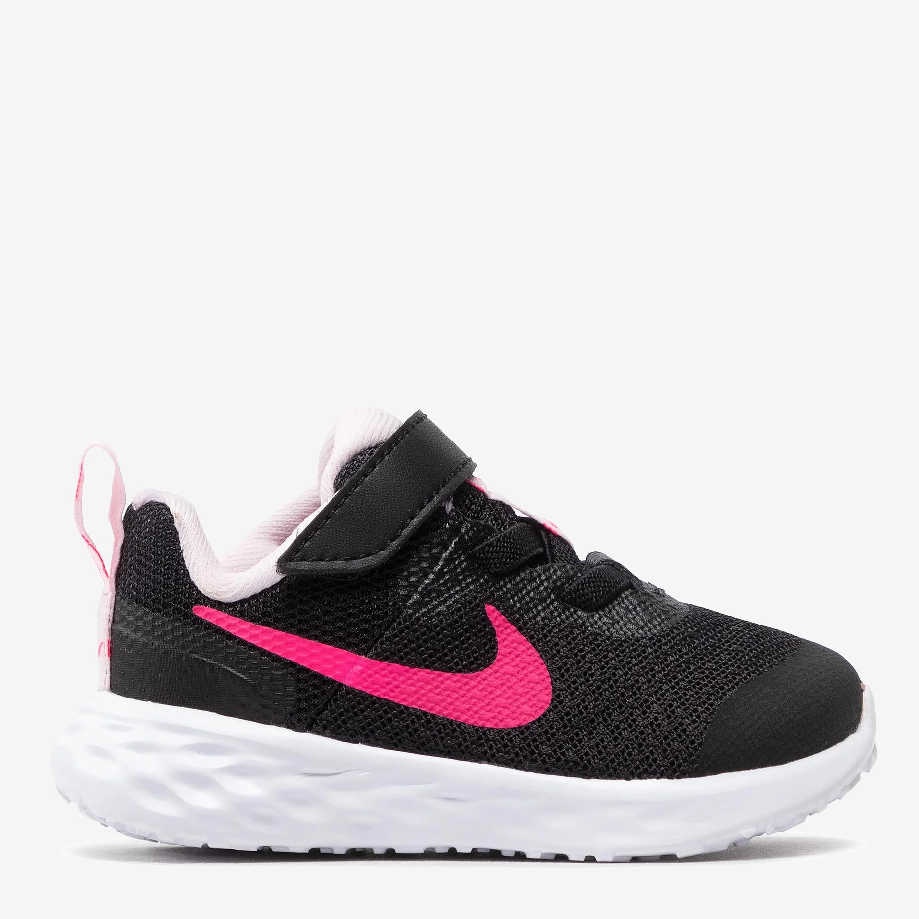 Акція на Дитячі кросівки для дівчинки Nike Revolution 6 Nn (Tdv) DD1094-007 21 (5C) Black/Hyper Pink-Pink Foam від Rozetka