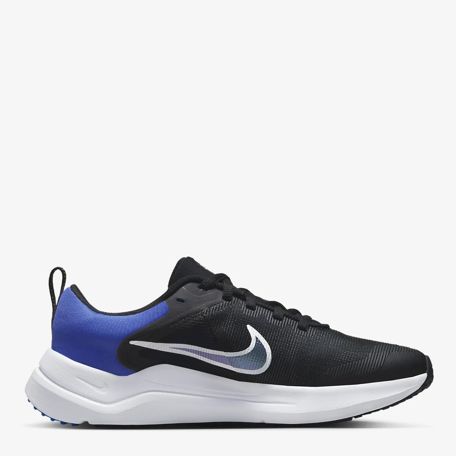 Акция на Підліткові кросівки для хлопчика Nike Downshifter 12 Nn (Gs) DM4194-006 38 Black/White-Racer Blue-Laser Orange от Rozetka