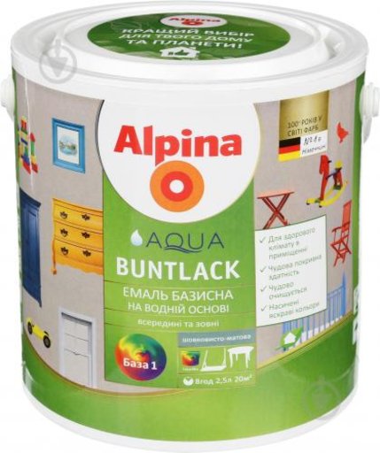 

Эмаль акриловая шелковистоматовая Alpina Buntlack 2.5 л (11669616)