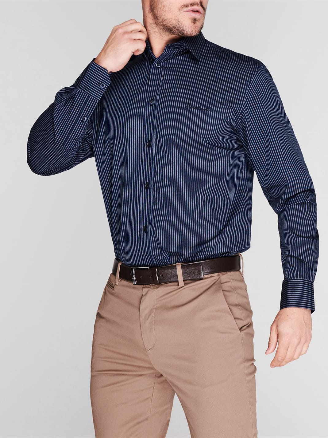 Акція на Сорочка Pierre Cardin Long Sleeve Shirt Mens 55023420 M Темно-синя від Rozetka