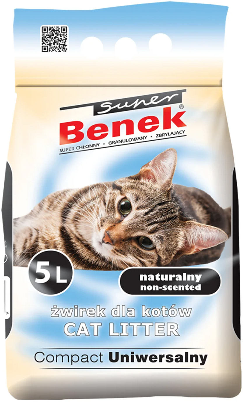 Бентонитовый Универсальный Компактный наполнитель Super Benek для ...