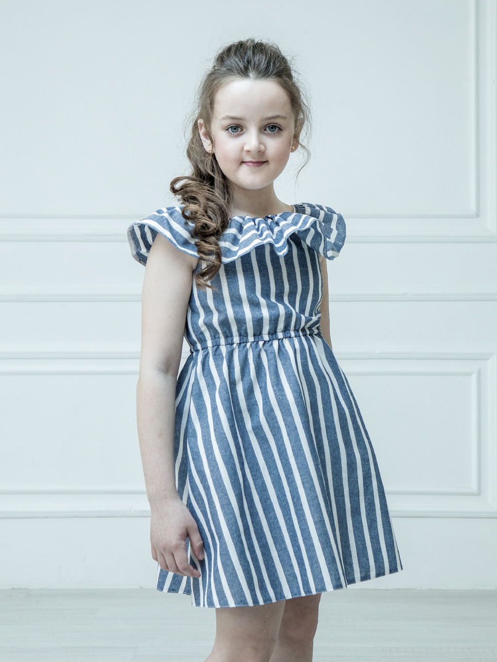 Акція на Дитяча літня сукня для дівчинки Ласточка 23_2054 134 см Сірий/Смужка від Rozetka