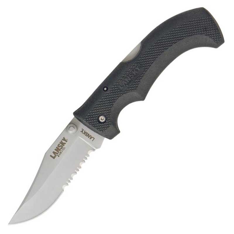 

Нож складной Lansky Easy Grip полусеррейторный (длина: 216мм, лезвие: 95мм), черный