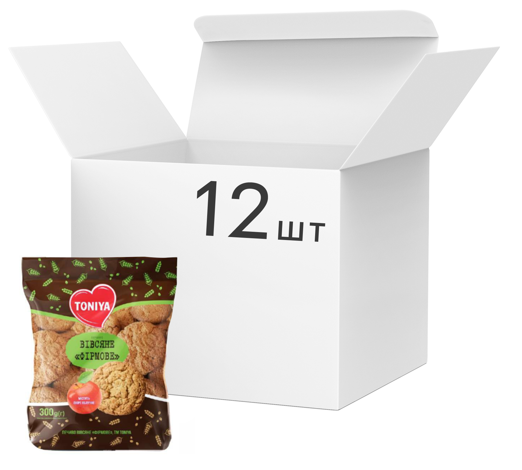Акція на Упаковка печенья Toniya Фирменное овсяное 300 г х 12 шт (000009525) від Rozetka UA