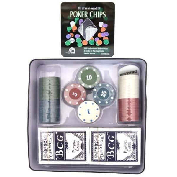 

Набор для игры в покер 100 фишек Poker Chips, Две колоды карт