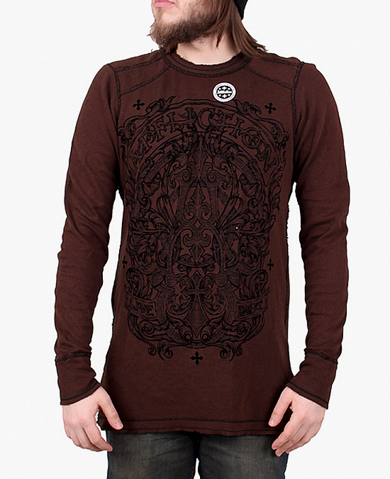

Лонгслив Affliction Gate Of Life Rev.Thermal Tee S Черно-коричневый