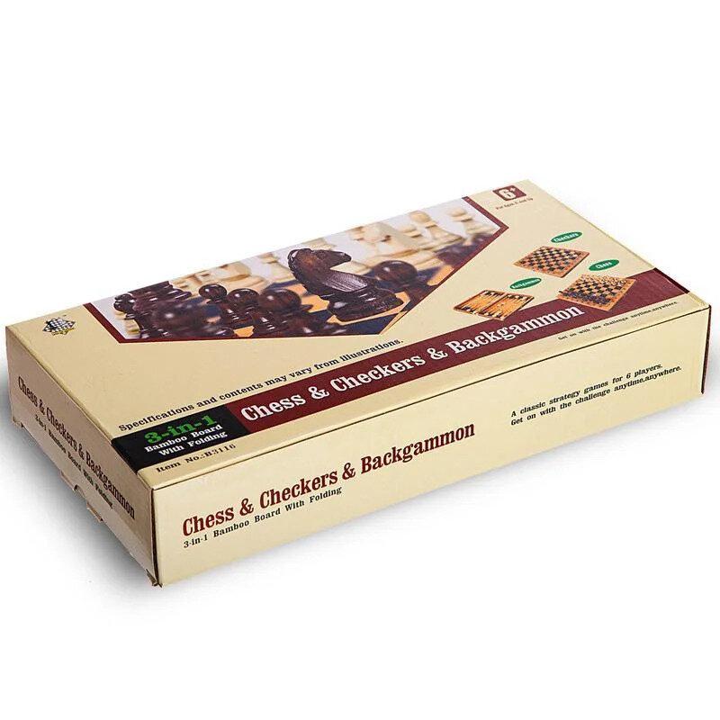 

Игра настольная Шахматы шашки нарды 3в1 деревянные (B3116)