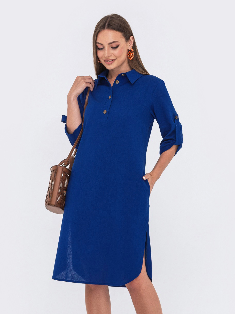 Акція на Сукня-сорочка міді літня жіноча Dressa 60603 52 Синя від Rozetka