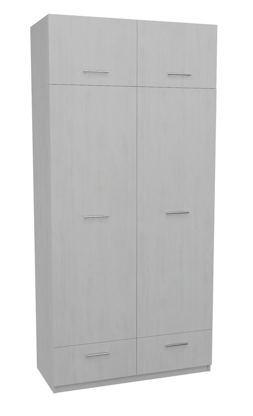 

Шкаф распашной 2-хдв. с ящиками и антресолями MebelLoft 110х50х230 см Белое дерево 2508-02