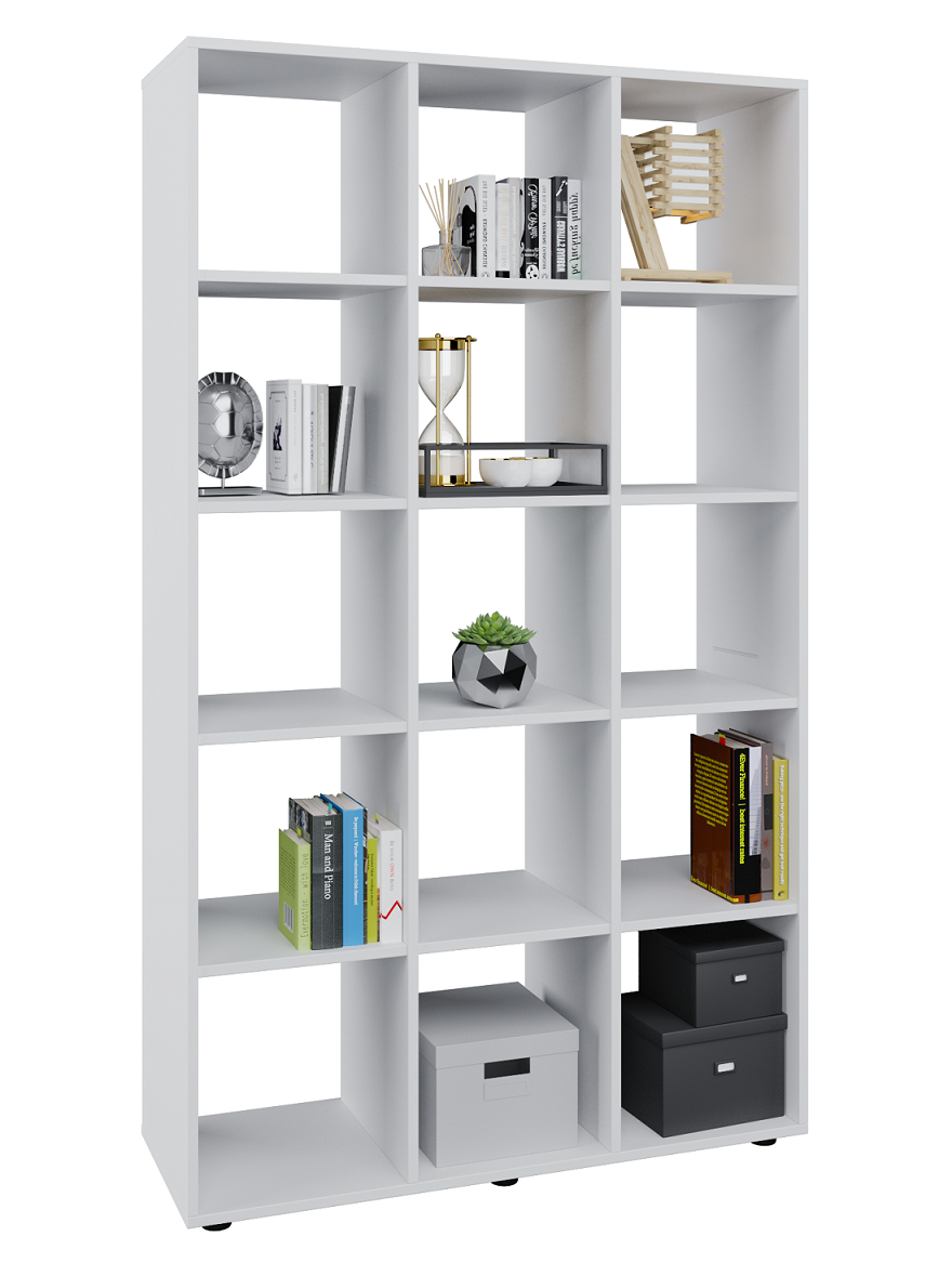 

Шкаф для книг с открытыми полками MebelLoft 112х40х188 см Белый 15-0908-01