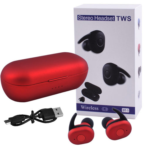 

Bluetooth-наушники DT1 с кейсом, red