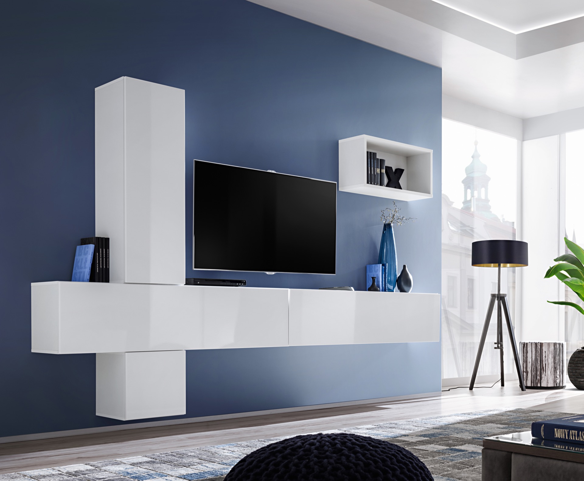 

Гостиная стенка из ДСП System Blox VI ASM Meble Польша Белый
