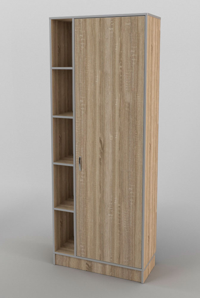 

Шкаф пенал в спальню из ДСП Кромка ПВХ ШС-828 Менеджер Тиса мебель Дуб сонома/Серый