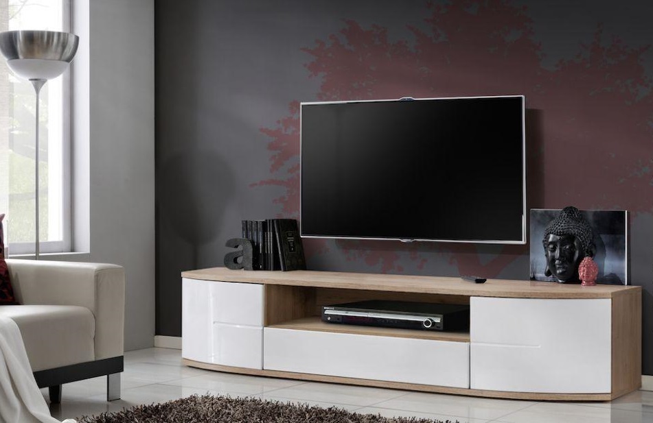 

Тумба под телевизор из ДСП RTV Ontario I ASM Meble Польша Дуб Сан-Ремо/Белый