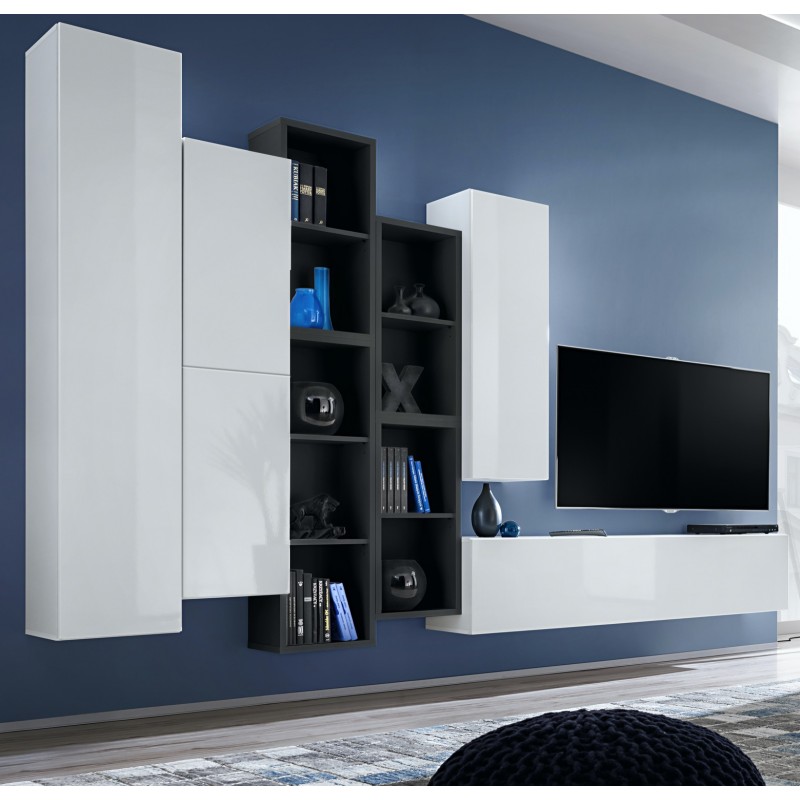

Гостиная стенка из ДСП System Blox XII ASM Meble Польша Белый/Черный