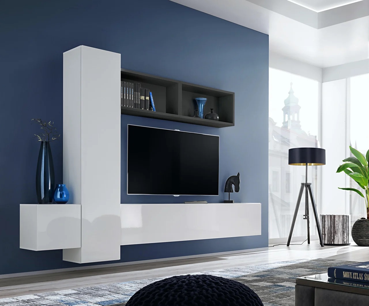 

Гостиная стенка из ДСП System Blox XIII ASM Meble Польша Белый/Черный