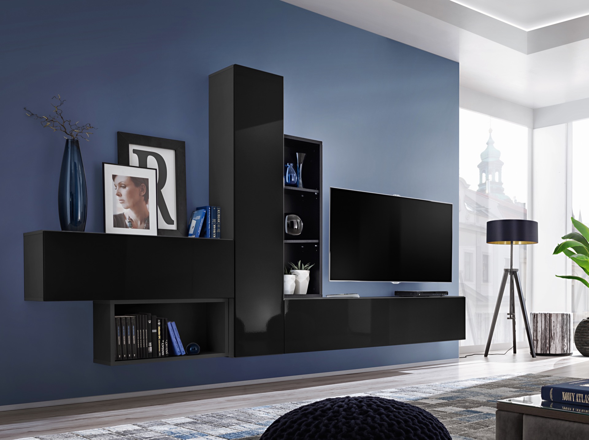 

Гостиная стенка из ДСП System Blox IV ASM Meble Польша Черный