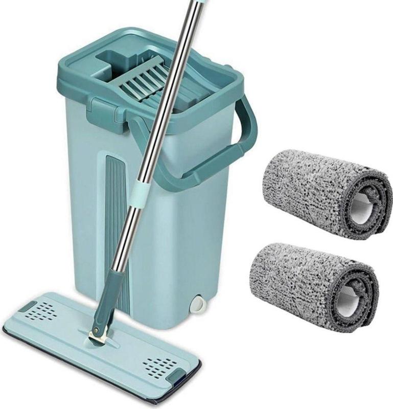 Комплект набір швабра ледарка з віджимом відром з кришкою для вологого ...