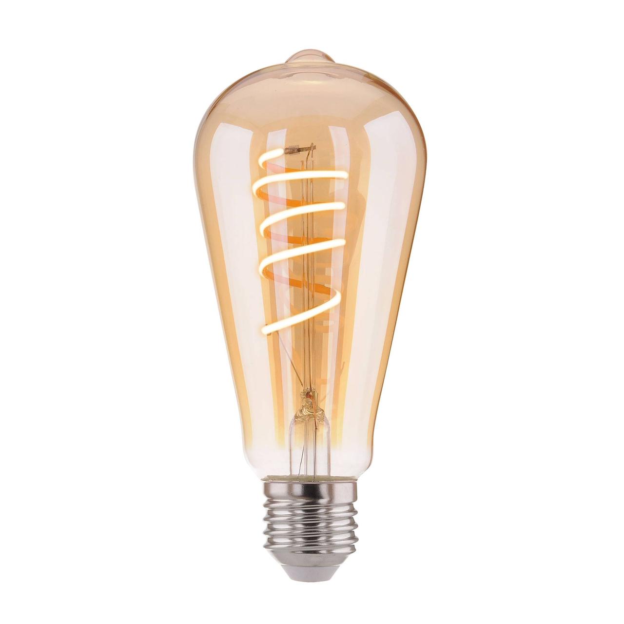 

Лампа светодиодная LED Black Filament ST64 Flexible E27 6W Golden 360lm 2400К