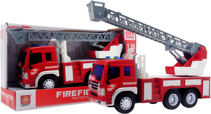 

Машинка WenYi Пожарная автолестница с фрикционным механизмом и свето-звуковыми эффектами 1:16 (WY350B) (6910010935022)