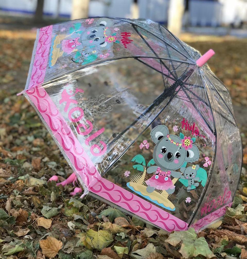 

Зонт трость детский прозрачный Mario с рисунком «Коала» на 4-6 лет