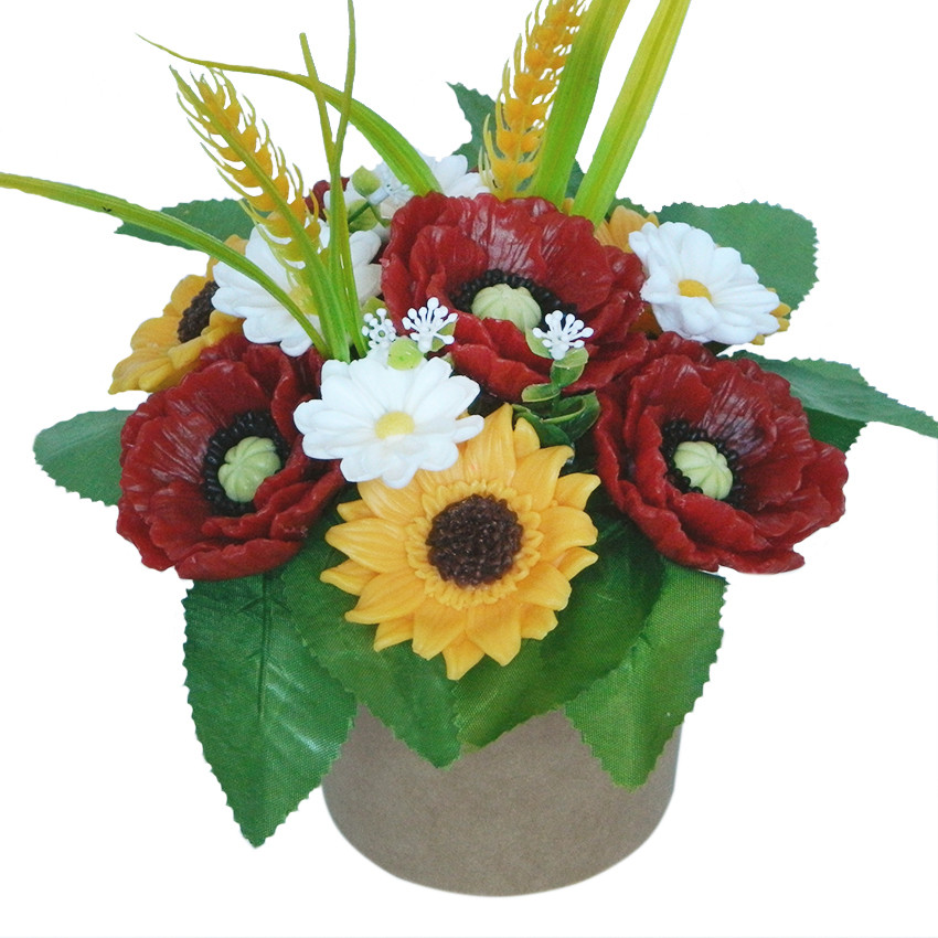 

Мильний букет на подарунок інтер'єрна ароматична композиція в кашпо Польові квіти 350 г