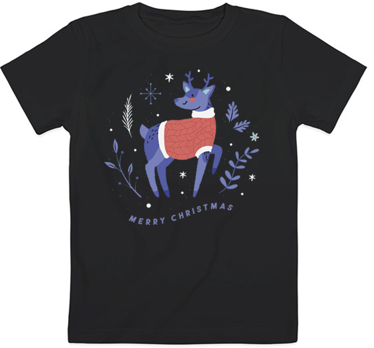

Детская футболка "Merry Christmas Reindeer" (чёрная) 12-13 152
