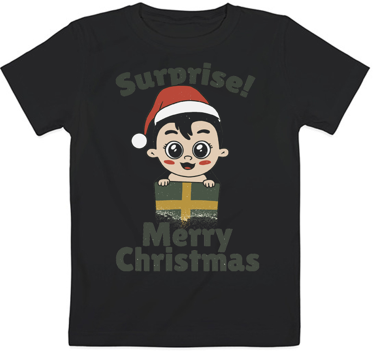 

Детская футболка "Surprise! Merry Christmas" (чёрная) 1-2 92
