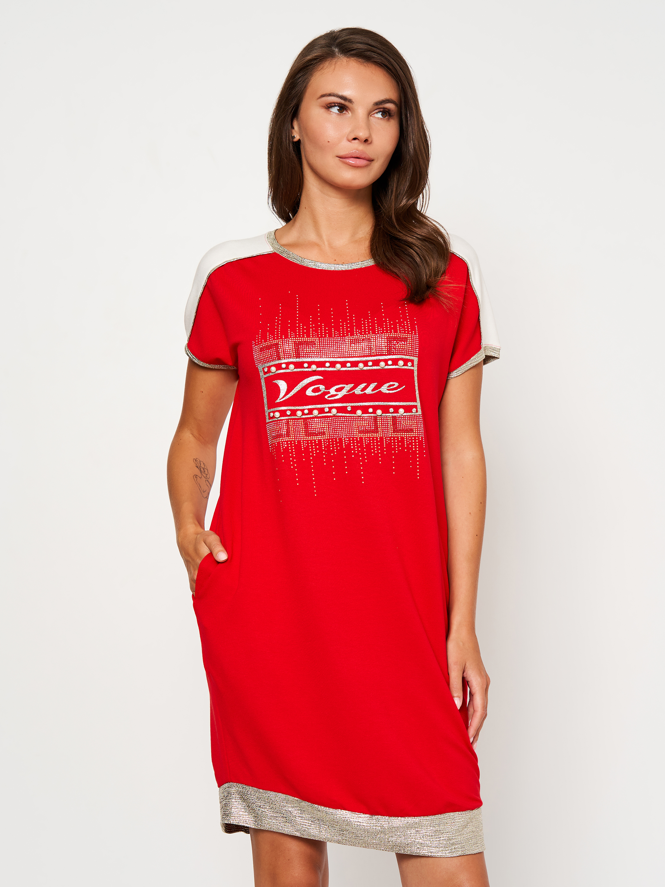 Акція на Сукня-футболка міні літня жіноча Anastasimo 176 M Червона від Rozetka