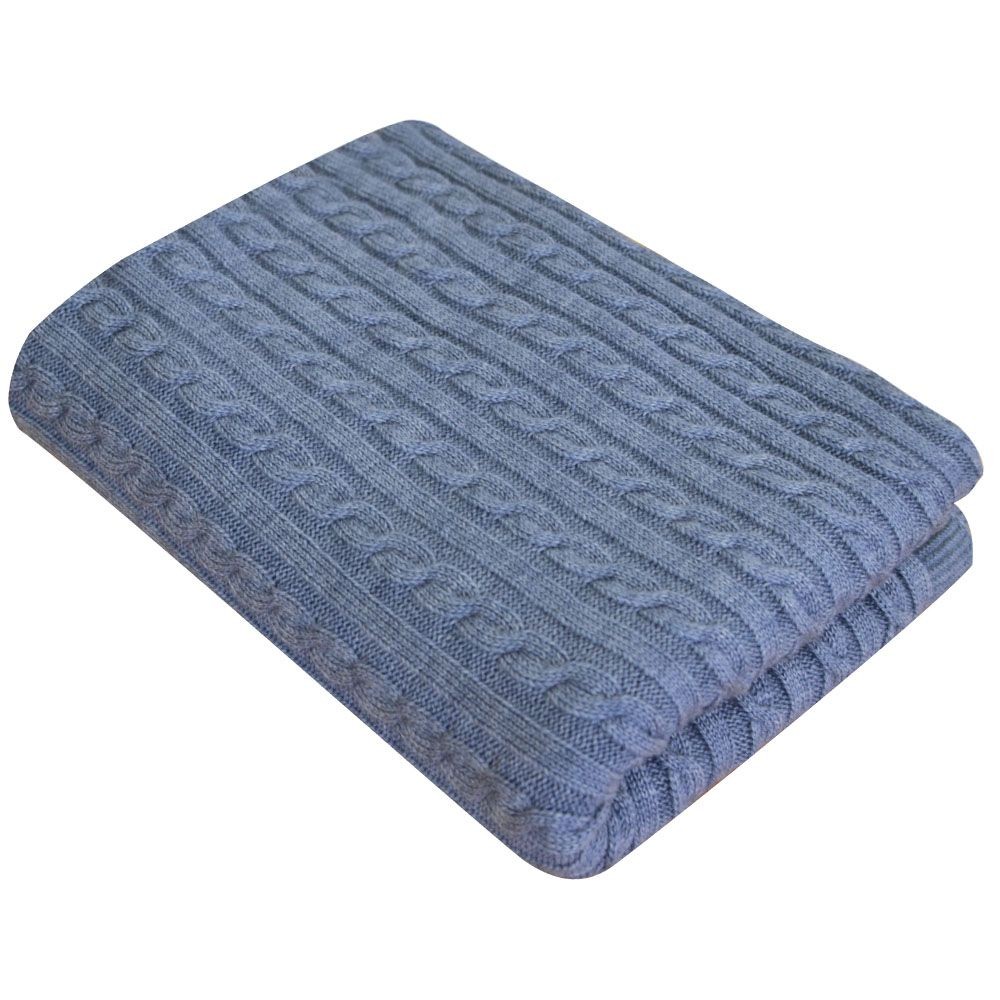 

Плед вязаный Soft косы синий меланж 140 х 180 см