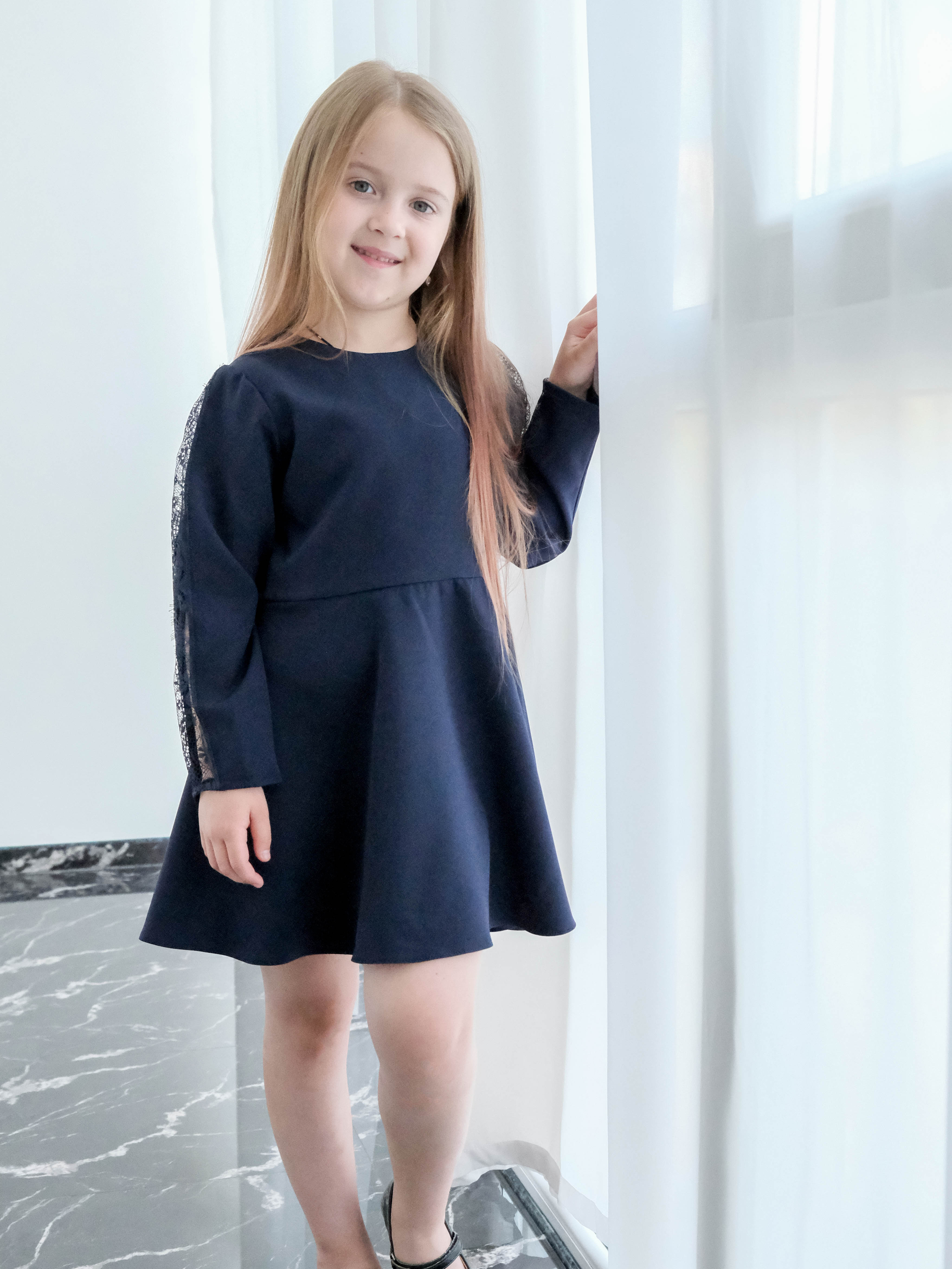 Акція на Дитяча сукня для дівчинки Flavien 7064 122 см Темно-синя від Rozetka
