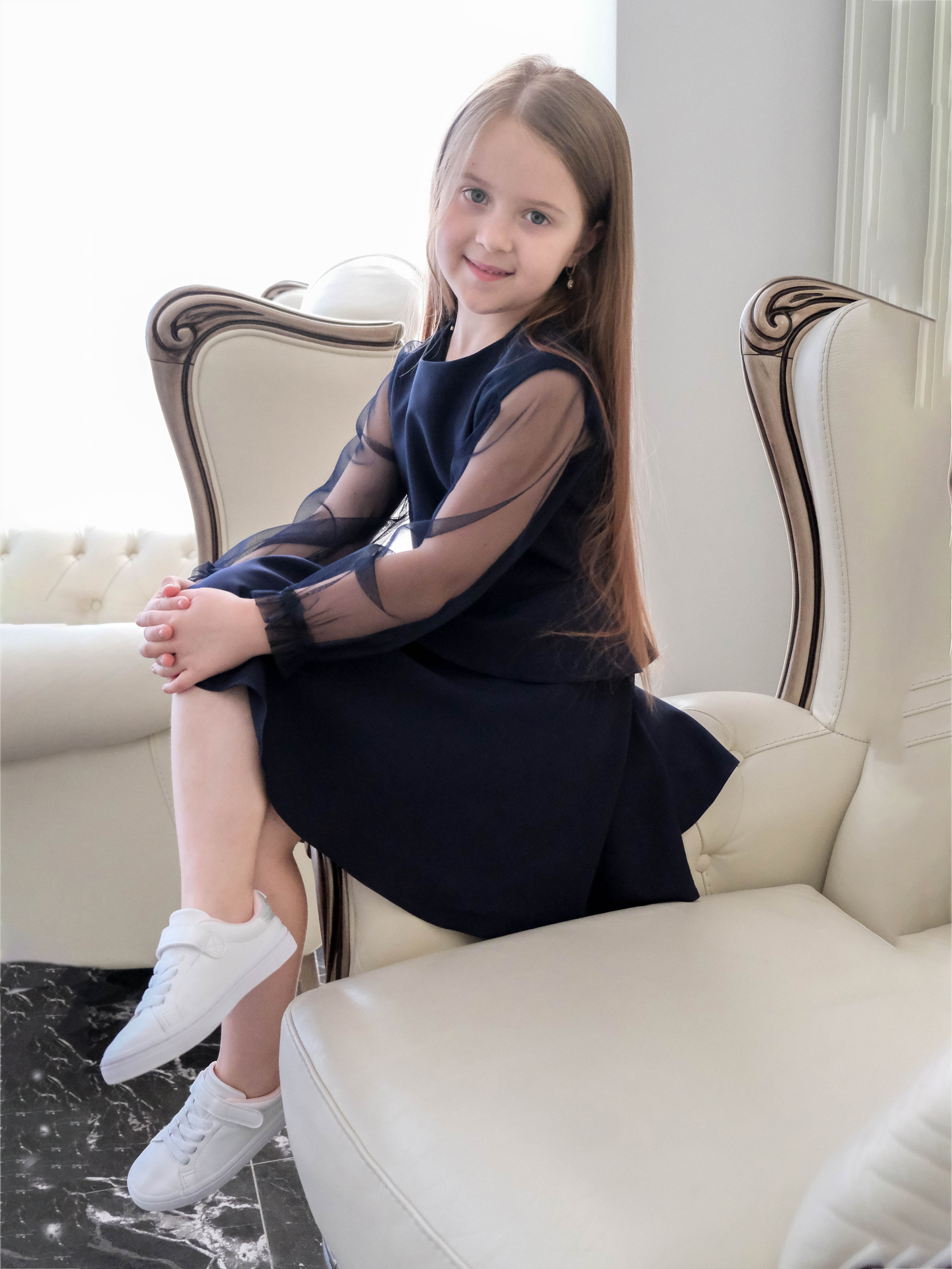 Акція на Дитяча сукня для дівчинки Flavien 7009 128 см Темно-синя від Rozetka