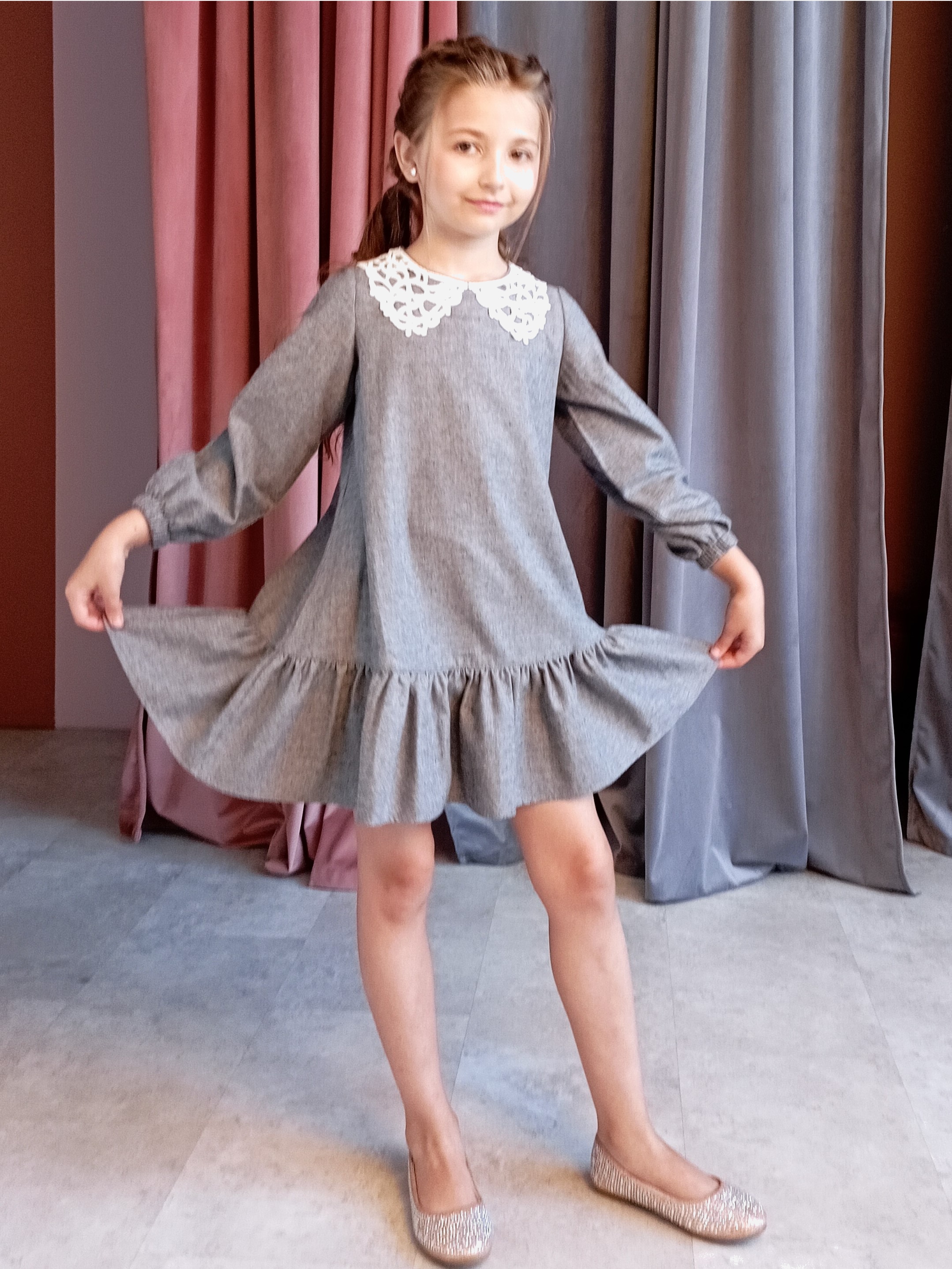 Акція на Дитяча сукня для дівчинки Ласточка 23_1000 116 см Сіра від Rozetka