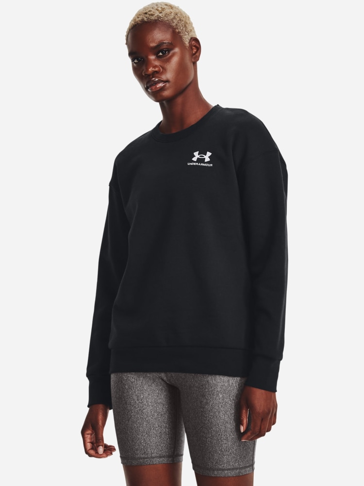 Акція на Світшот на флісі жіночий Under Armour Essential Fleece Crew 1373032-001 L Чорний від Rozetka