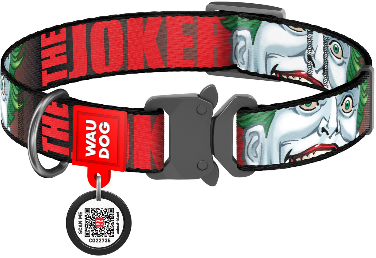 

Ошейник для собак нейлоновый Collar WAUDOG Nylon c QR паспортом, рисунок "Джокер", металлическая пряжка-фастекс, L, Ш 25 мм, Дл 31-49 см (0025-2008)