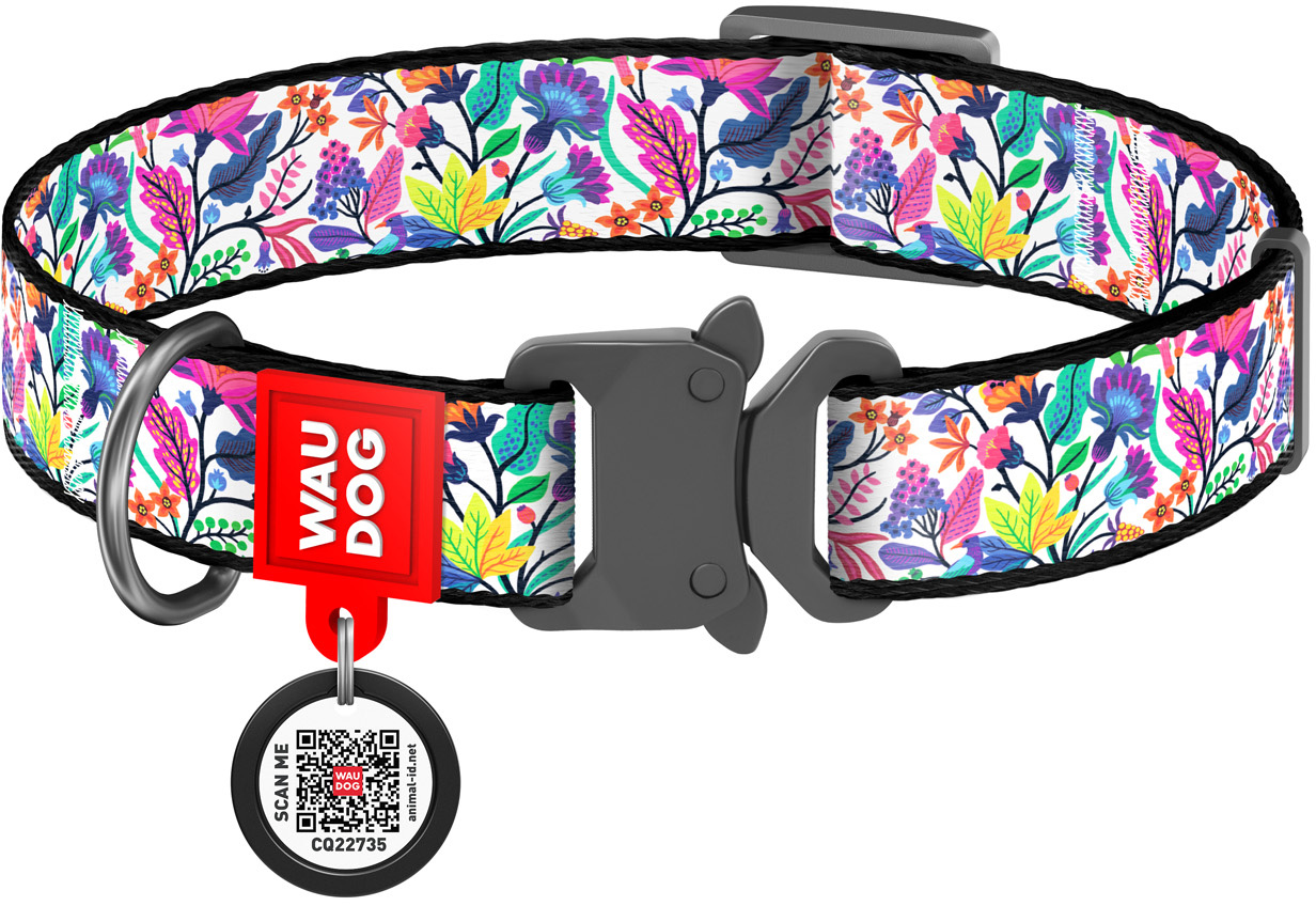 

Ошейник для собак нейлоновый Collar WAUDOG Nylon c QR паспортом, рисунок "Волшебные цветы", металлическая пряжка-фастекс, S, Ш 15 мм, Дл 23-35 см (5073)